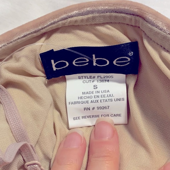 New Vintage Plush BeBe Nude Velour Sexy Top - Small - Picture 3 of 3